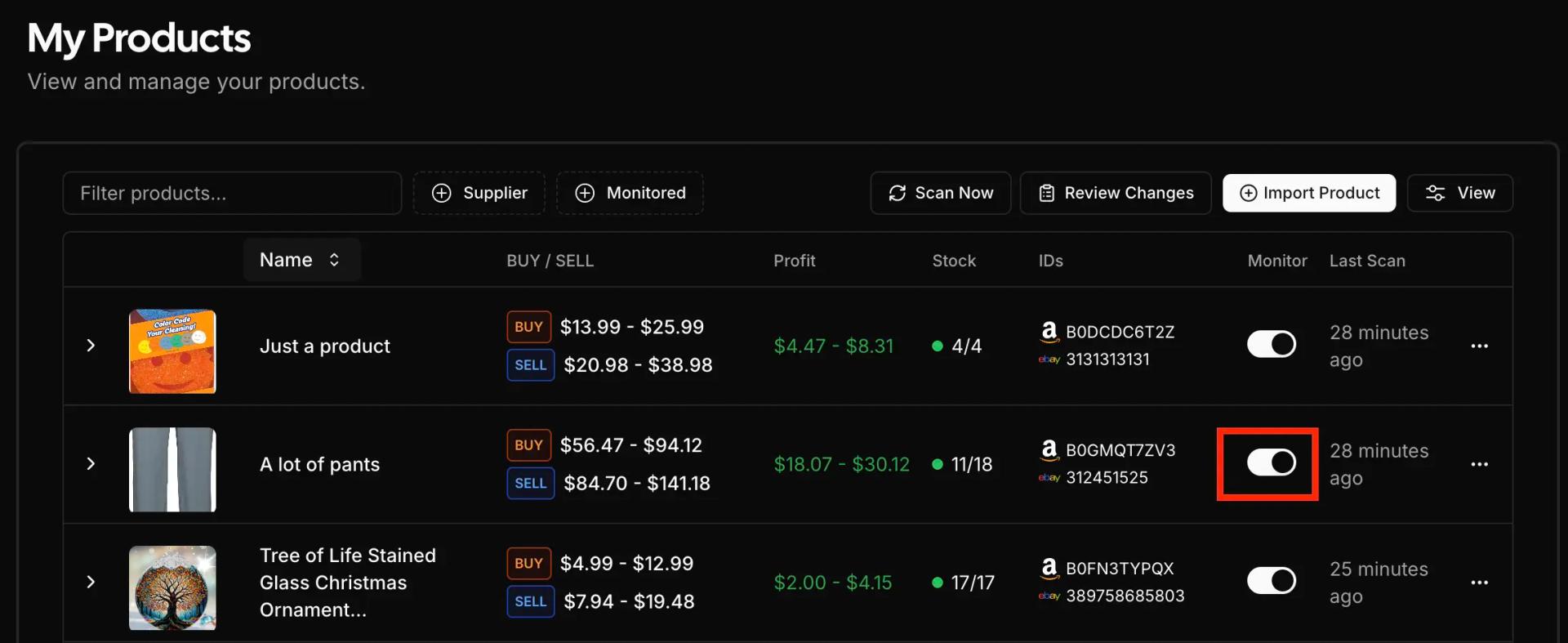 Enable Monitor Toggle