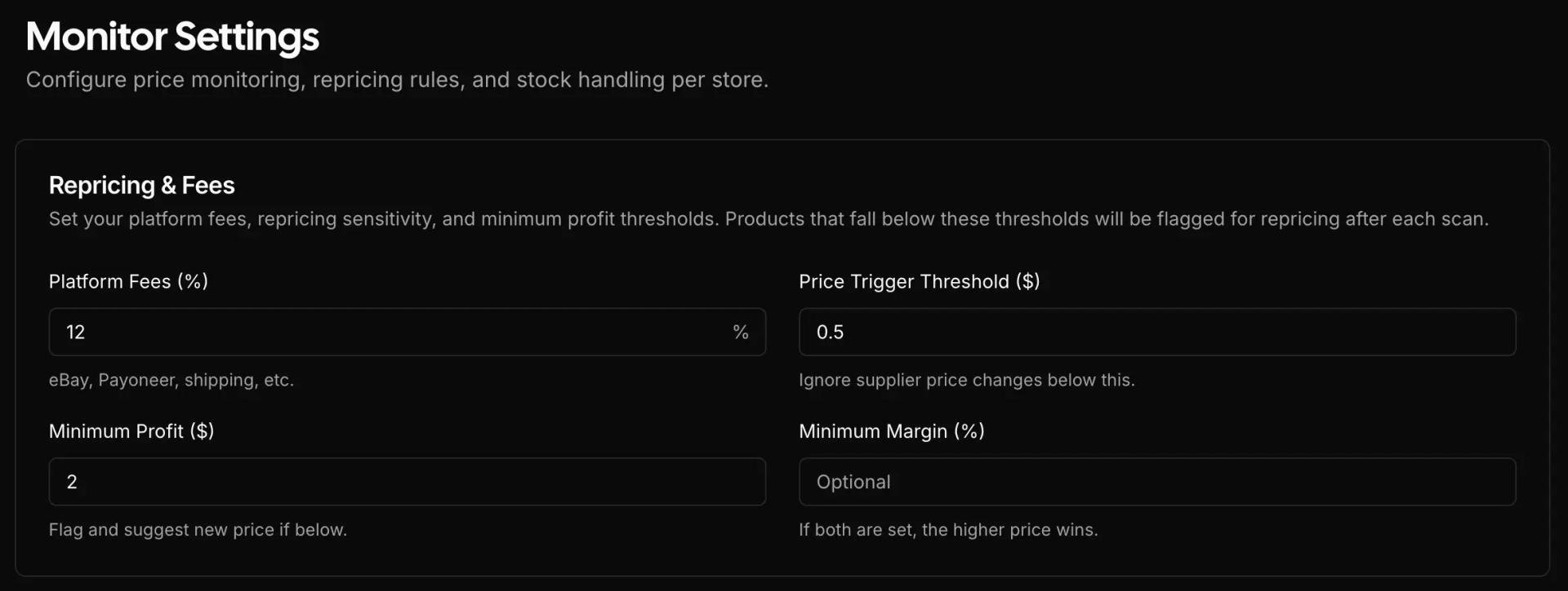 Monitor Settings Page