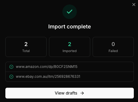 Import Results Summary