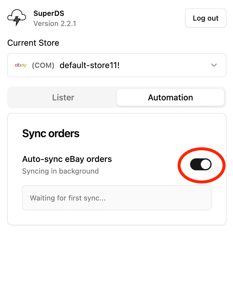 Sync Orders Switch