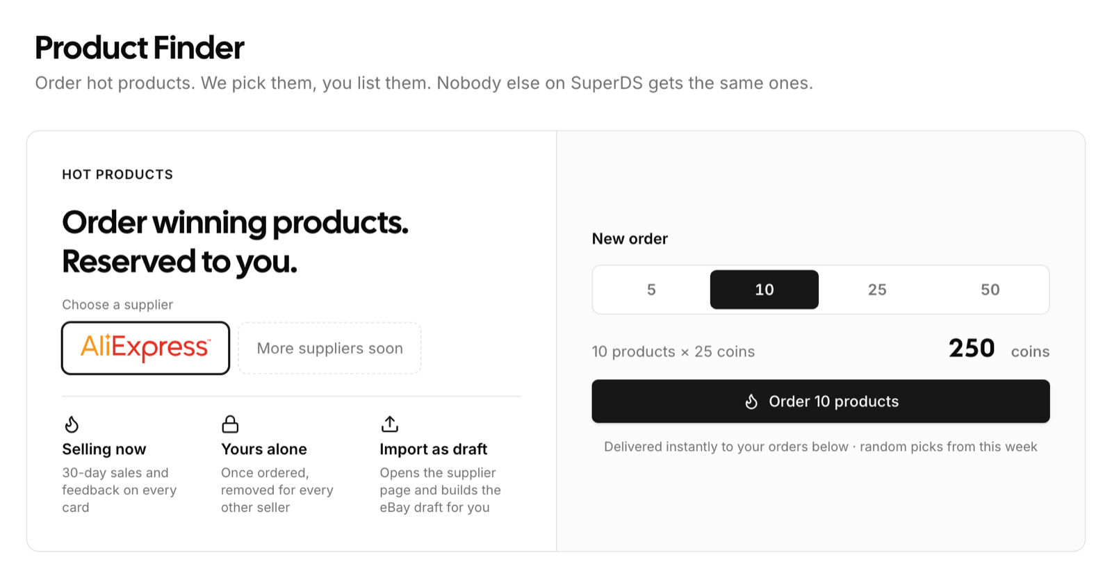 Order hot products in the Product Finder