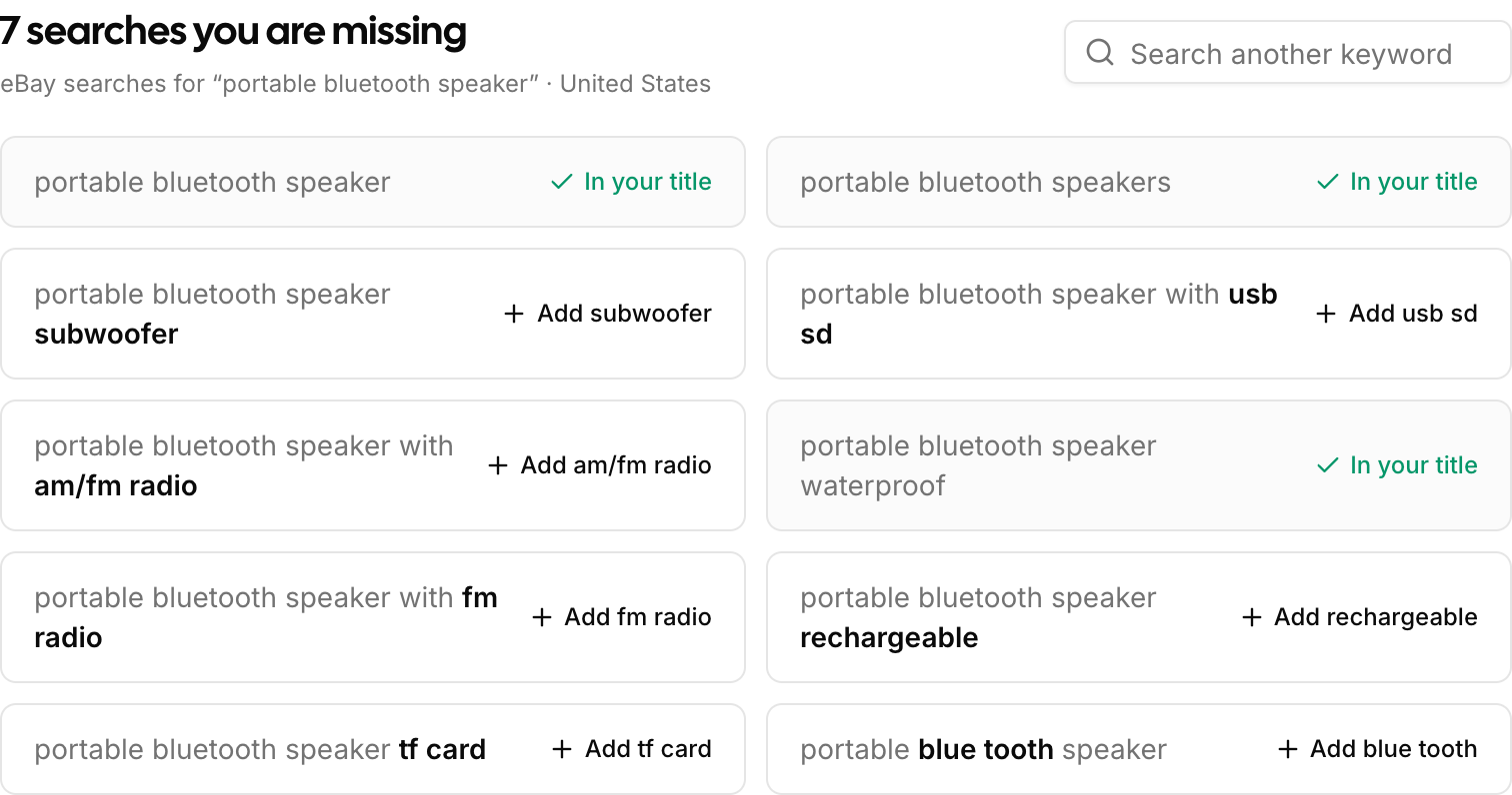 Missing buyer searches with the words to add in bold